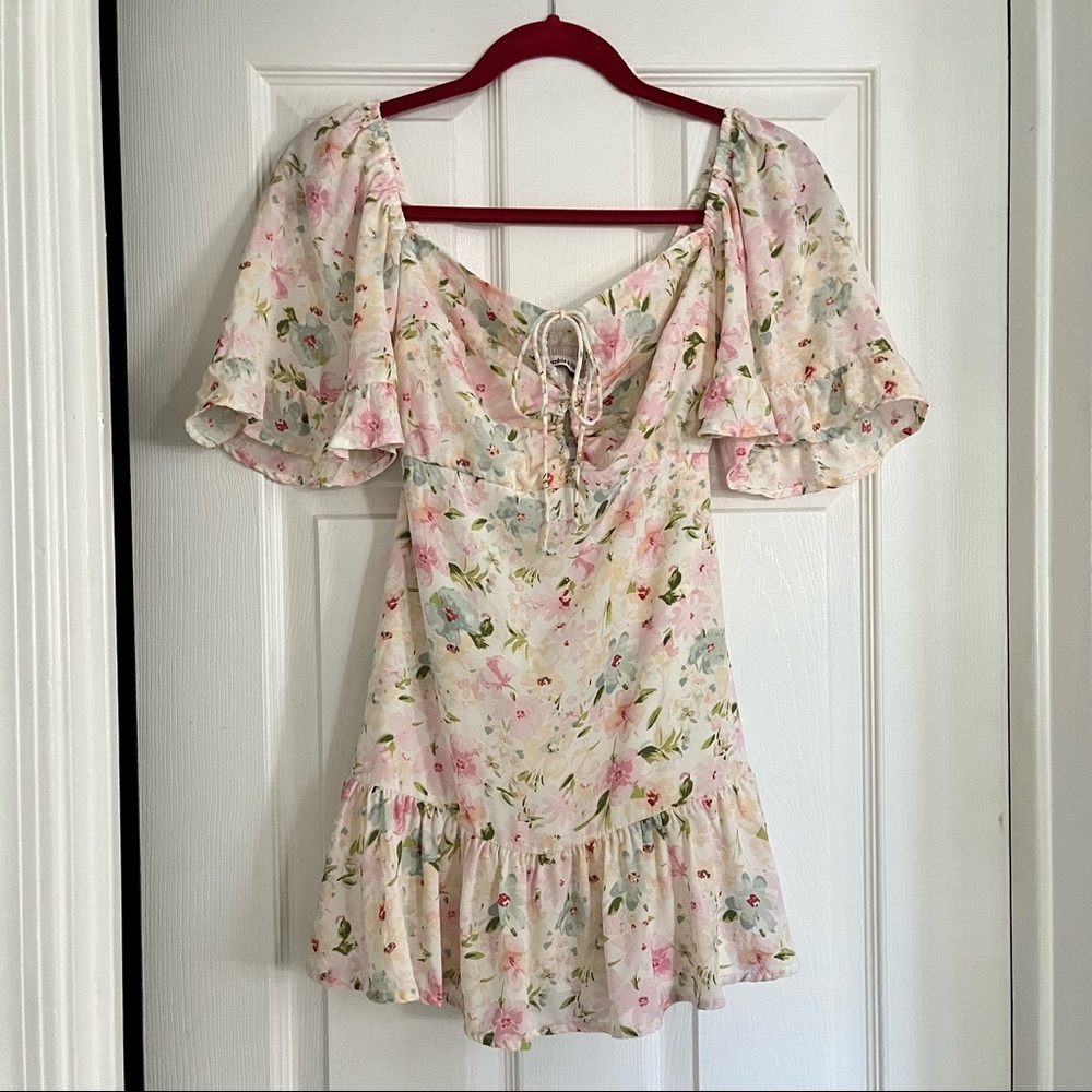 Abercrombie & Fitch Flutter Sleeve Keyhole Mini Dress